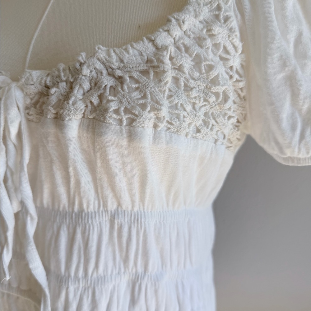 Urban Outfitters Short Sleeve Dress White Cotton Peasant Top - Picture 4 of 7